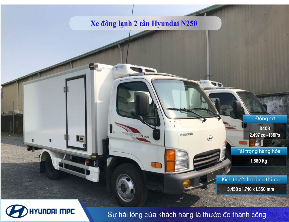 Giá bán xe tải Hyundai N250 đông lạnh 2T thùng dài 3.6m